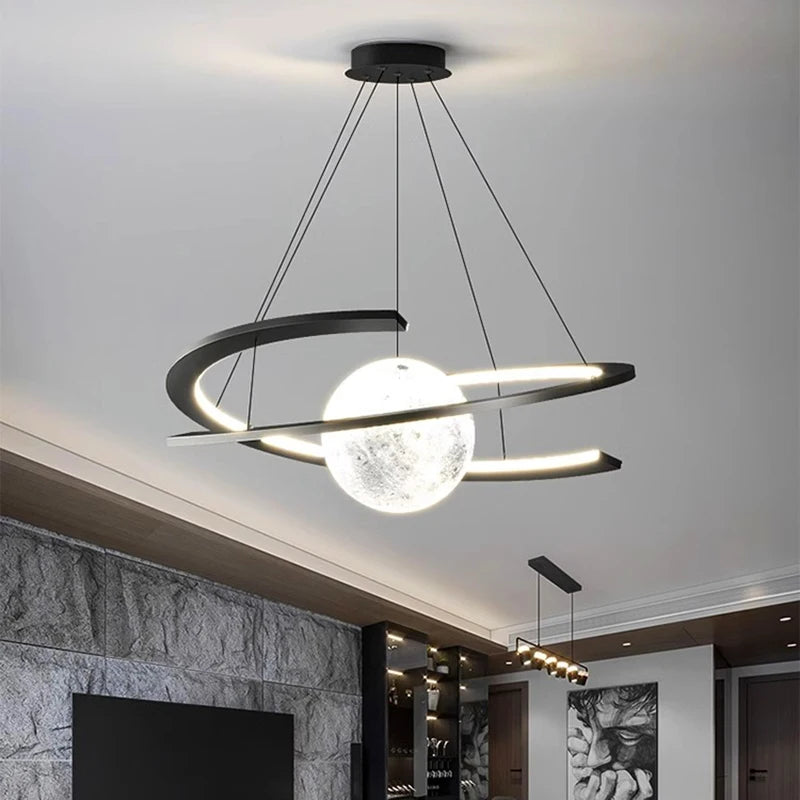 Modern minimalist LED dining room chandelier Nordic personality indoor living room lights, kitchen bar decoration chandelier - vue 3 sur 6