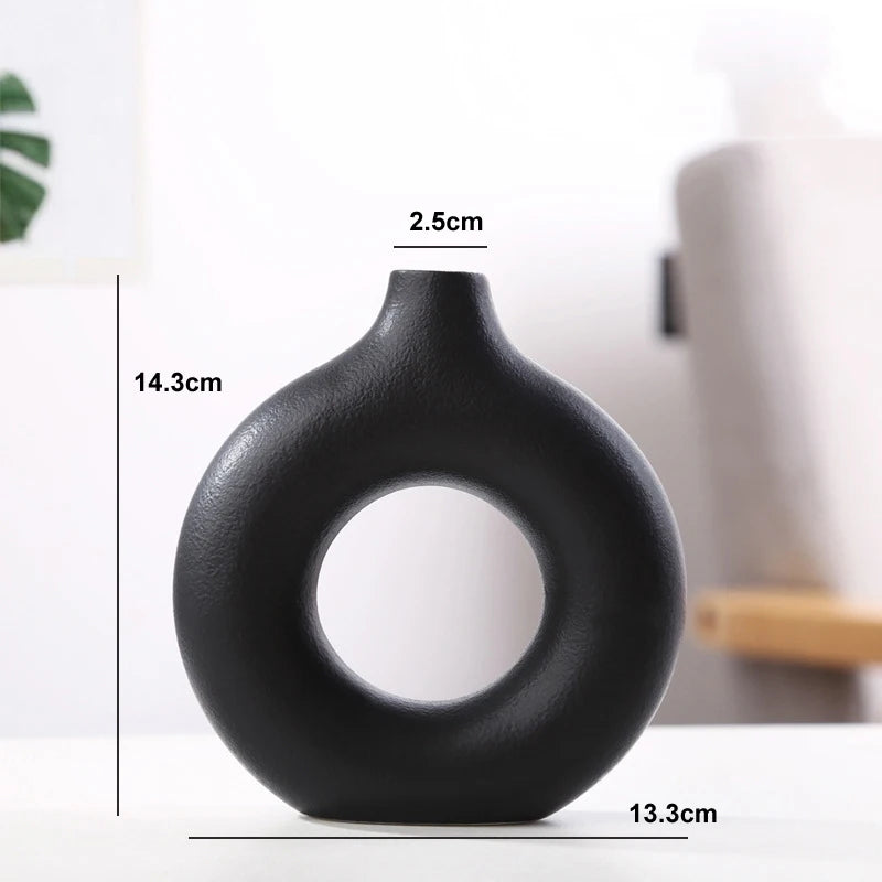 vase circulaire en céramique pour décoration intérieure et fleurs - vue 12 sur 12