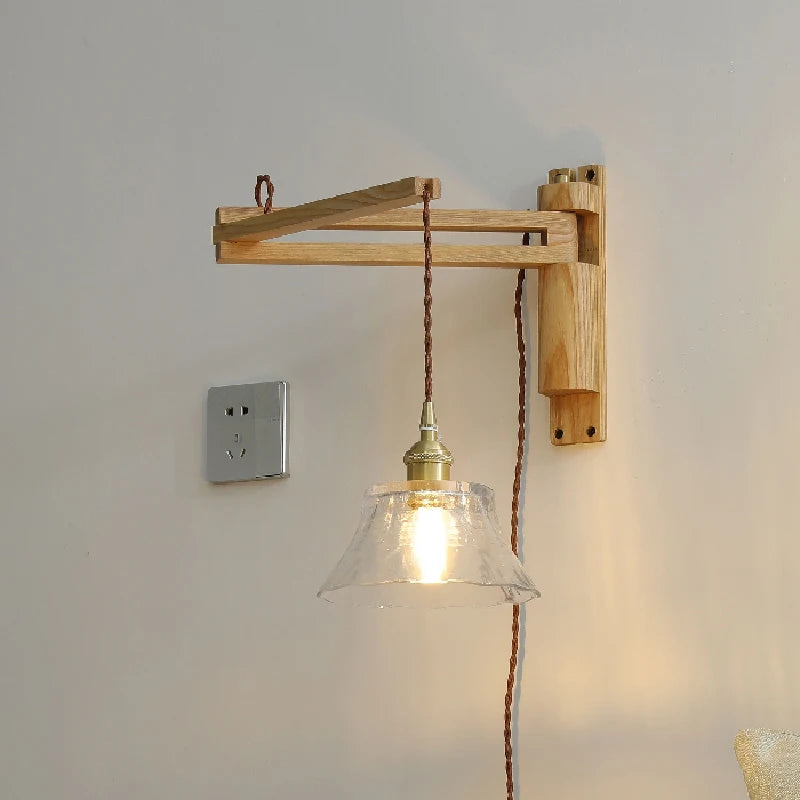 applique murale pliable en bois et verre style nordique rétro - vue 5 sur 10