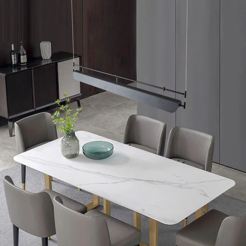 Postmoderne salle à manger LED lustre éclairage Simple noir Bar café bureau longue suspension lampe Restaurant maison déco luminaires