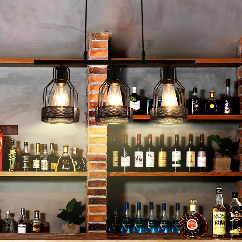 lustre loft rétro style industriel 3 4 5 têtes suspension - vue 4 sur 9
