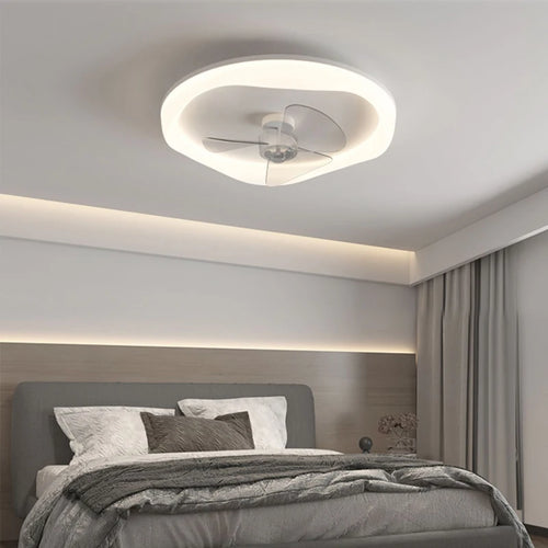 Minimalistischer nordischer LED-Deckenventilator mit Fernbedienung - vue 2 sur 12