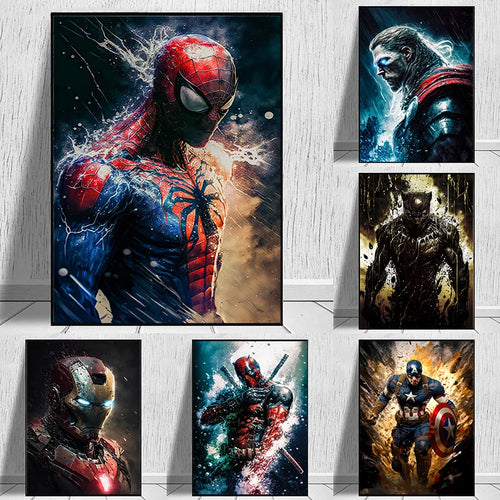 poster marvel avengers spiderman iron man hulk décoration murale