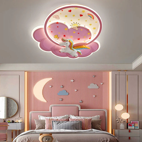 plafonnier licorne led pour fille avec télécommande optionnelle - vue 4 sur 8