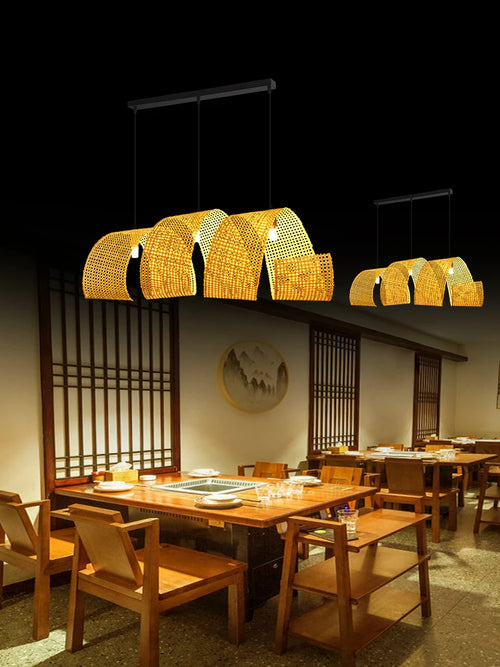 lustre en bambou style japonais pour décoration zen asiatique - vue 3 sur 11