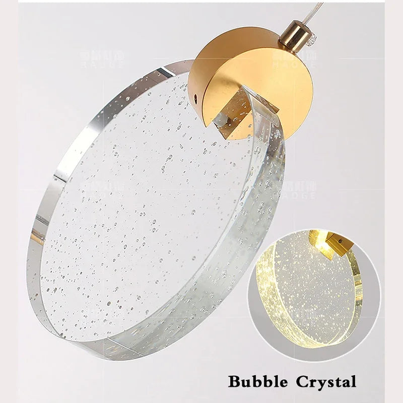 Goldene Kristall-Pendelleuchte mit moderner LED-Beleuchtung - vue 6 sur 12