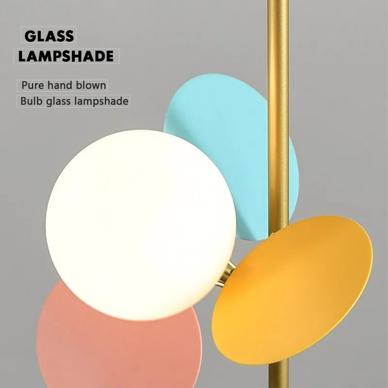 Boule de verre nordique suspension lustre lampe créative salon chambre d'enfants chambre intérieur décoratif Lampurant LED - vue 7 sur 16