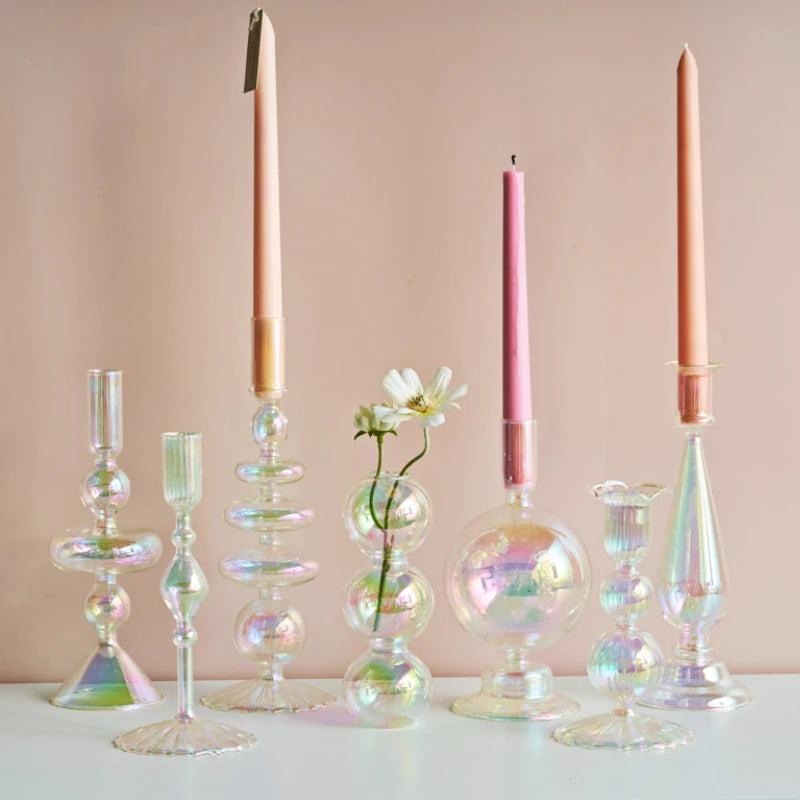 bougeoir en verre décoration nordique pour mariage et fleurs - vue 7 sur 22