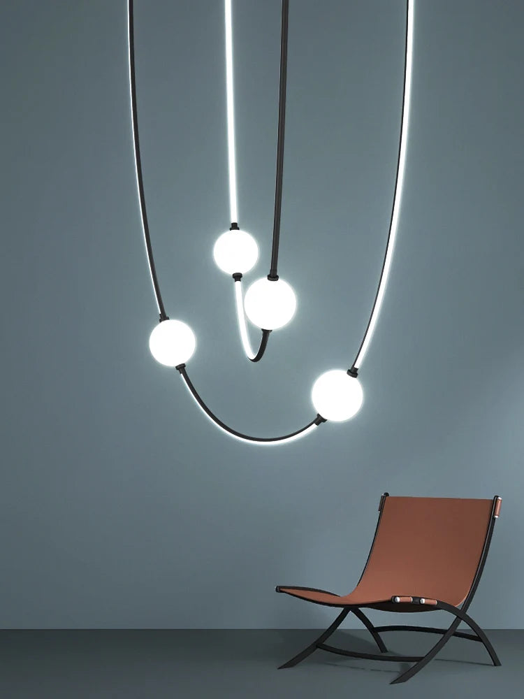lustre moderne nordique lumineux à ligne incurvée intérieur extérieur - vue 3 sur 6