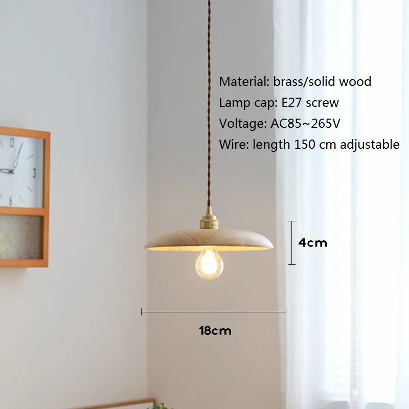suspension led en bois et laiton style nordique moderne - vue 3 sur 10