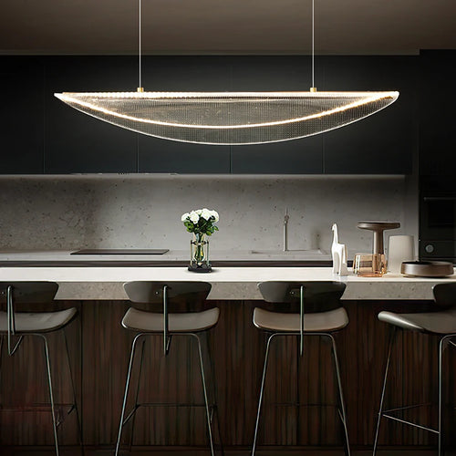 suspension moderne en fer incurvé avec éclairage led créatif