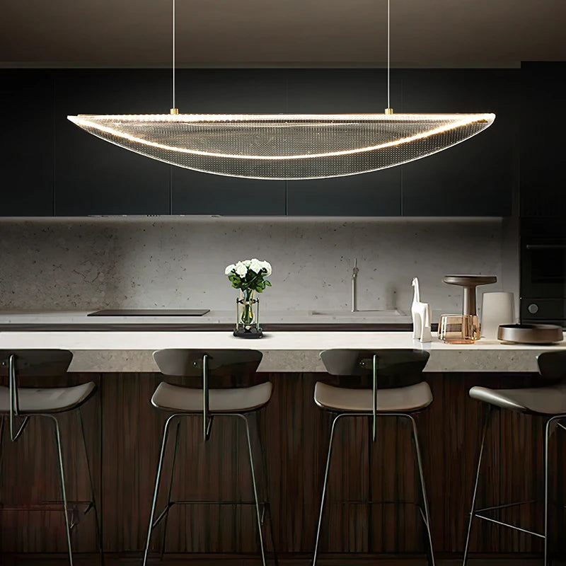 suspension moderne en fer incurvé avec éclairage led créatif - vue 3 sur 8