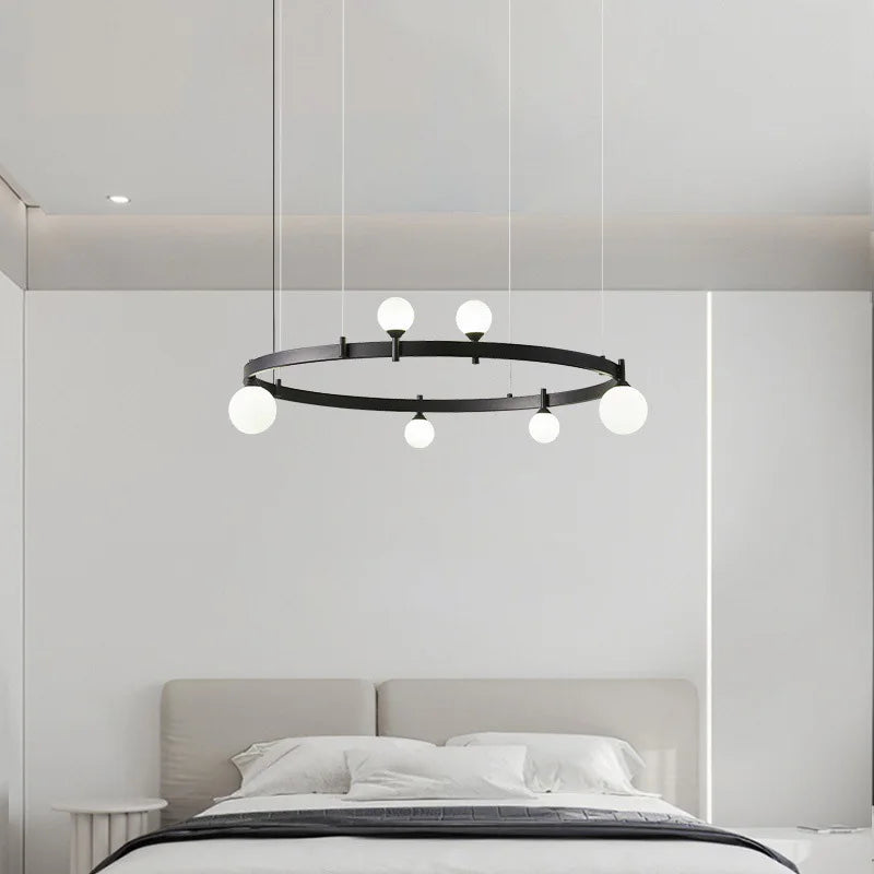 suspension led en verre circulaire pour décoration moderne - vue 4 sur 8