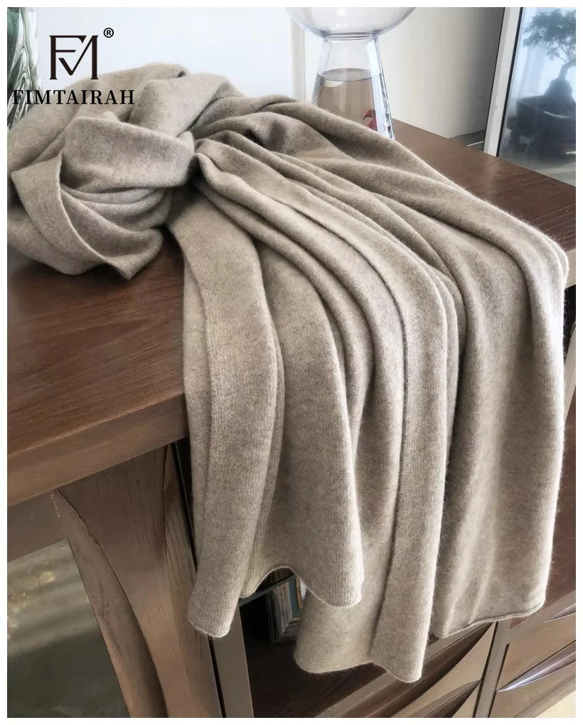 Echarpe cachemire pur maille elegante a franges hiver - vue 2 sur 7