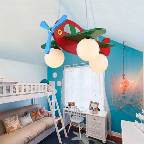 Pendelleuchte Holz Flugzeug für das Kinderzimmer - vue 7 sur 6