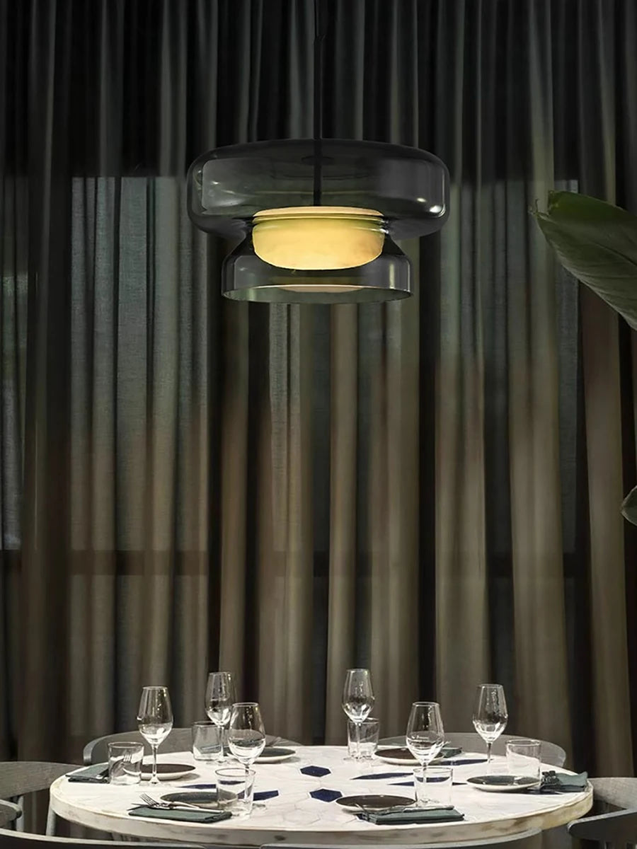 Suspension lustre design moderne en verre led décorative - vue 6 sur 9