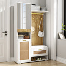 Wardrobe set, wardrobe set with mirror, 5 gold dresses hooks, shoe cabinet, wall wardrobe, top storage compartment, bench seat
