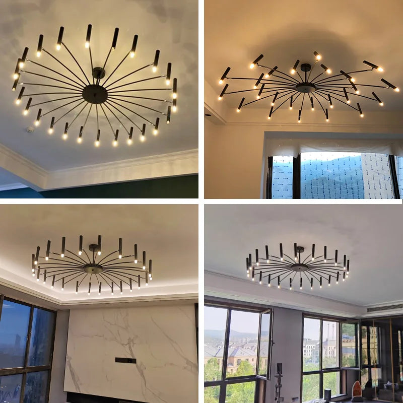 Éclairage intérieur plafond décoration lustre salon lumière salle à manger lumière chambre 110V220V utilisable branche lustre - vue 6 sur 9