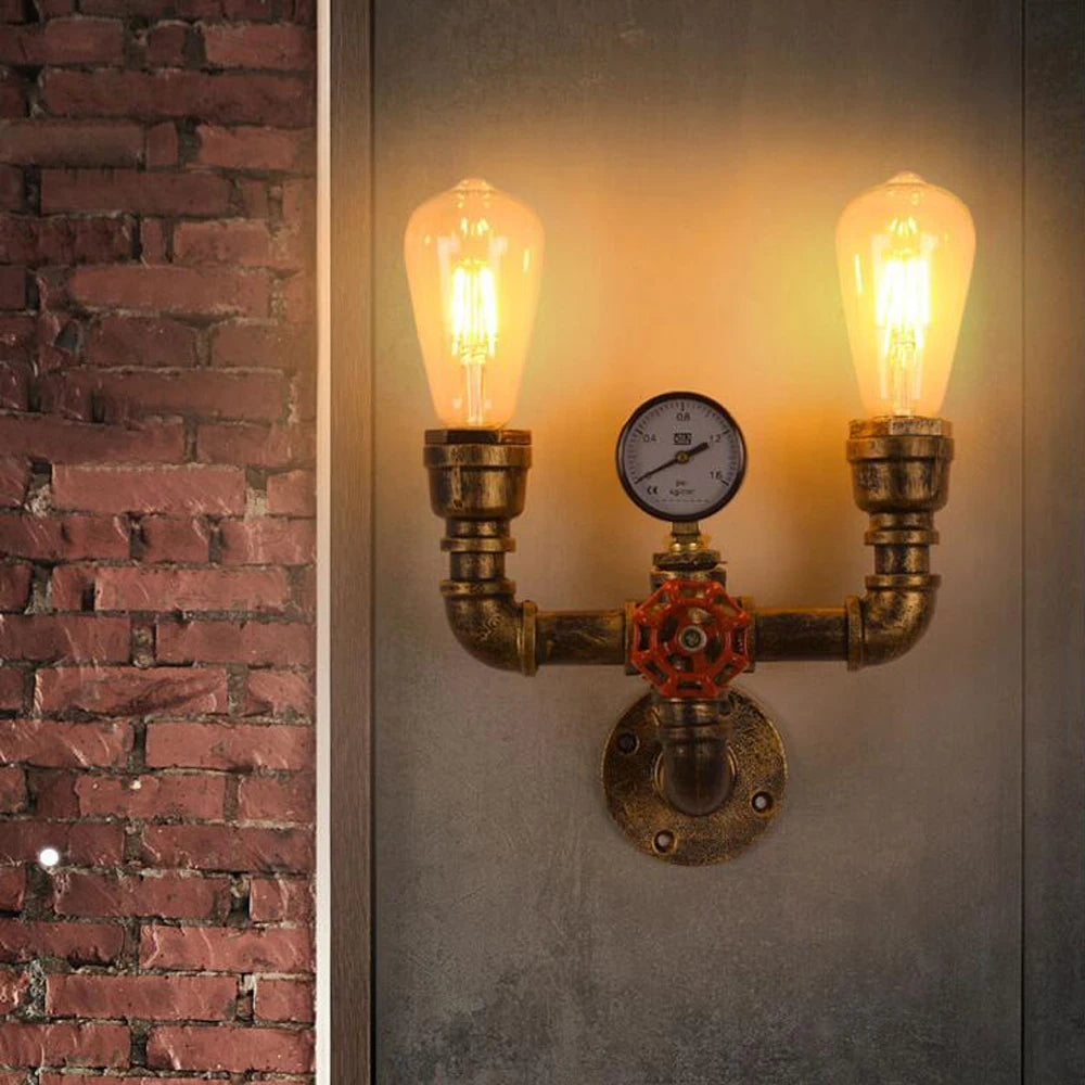 applique murale vintage steampunk à tuyau d'eau design industriel