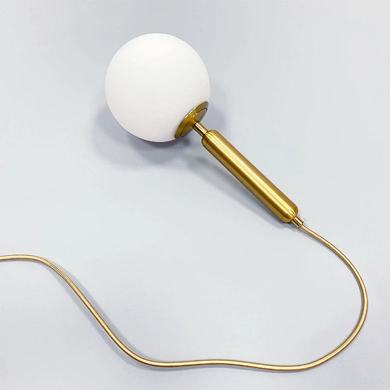 Suspension laiton noir boule lait LED - vue 6 sur 20