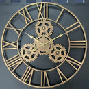 horloge murale rétro en métal avec grand engrenage décoratif