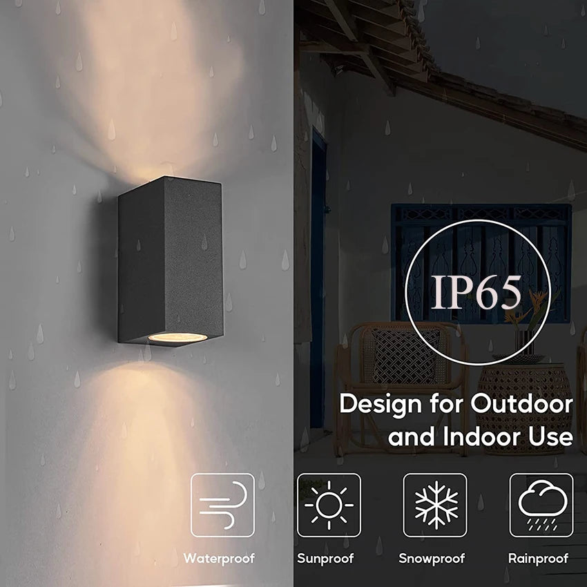 GU10 Base extérieure étanche appliques murales jardin porche éclairage mural applique murale LED en aluminium AC86-265