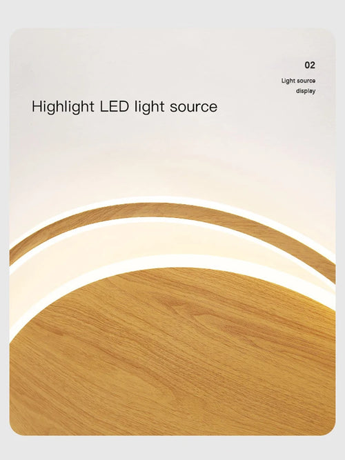 lustre moderne en bois avec éclairage intelligent circulaire