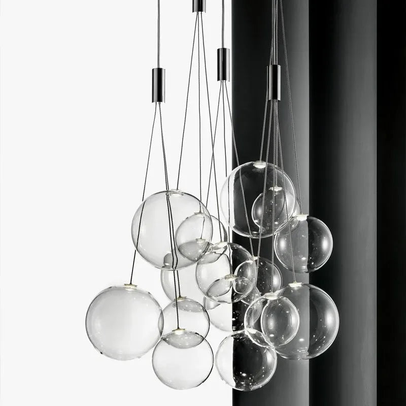 sandyha suspension led avec boules de verre pour décoration intérieure - vue 3 sur 9