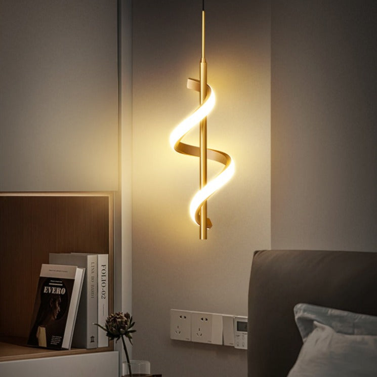 Suspension design LED métallique ondulé Polino - vue 4 sur 7