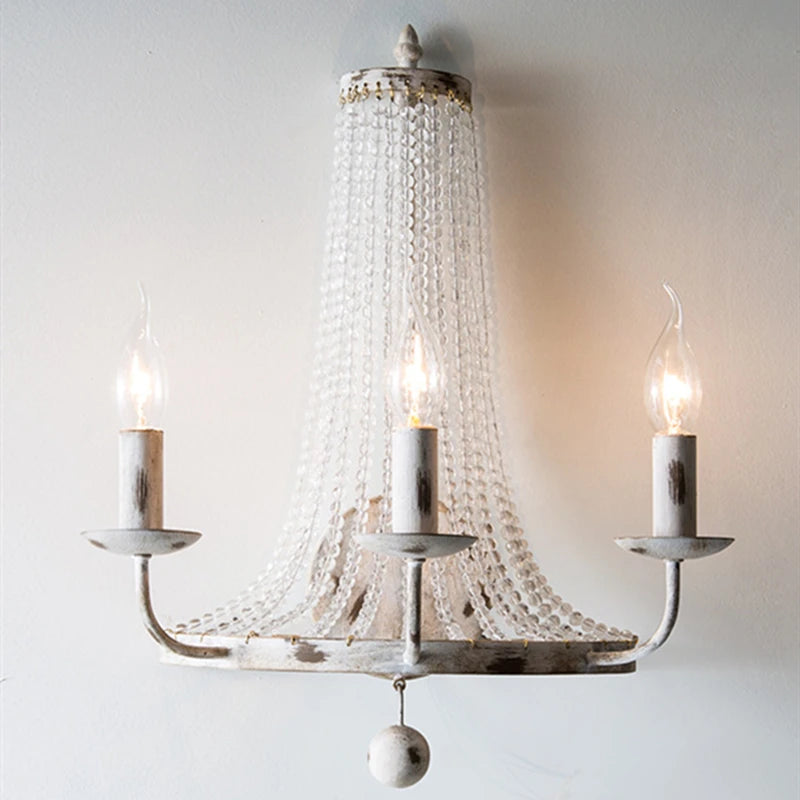Applique murale suspendue rétro avec pampilles en cristal led