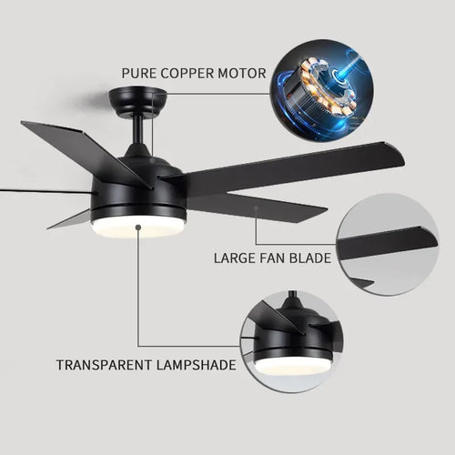 3 Blade Silent Motor 52 Inch High Wind Ceiling Light With Suitable For LED Ceiling Fan Remote Control In Living Room And Dining - vue 6 sur 6