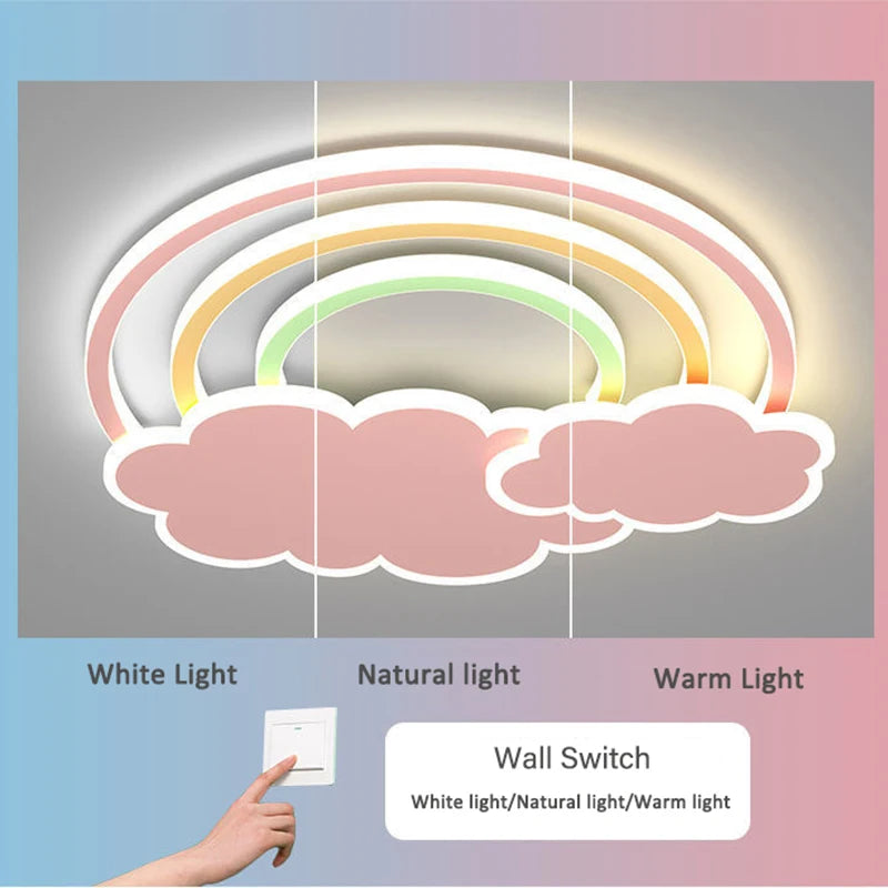 Dekorative Regenbogen-Wolken-Deckenleuchte für das Kinderzimmer - vue 5 sur 8