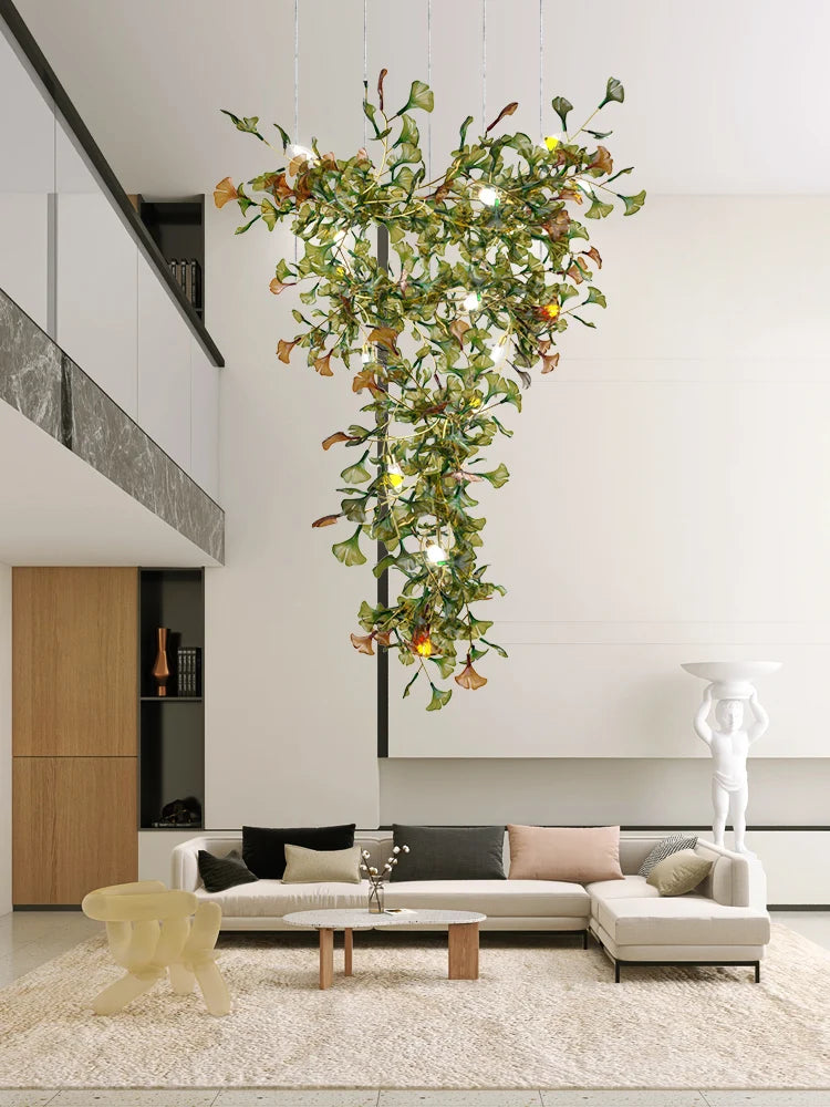 suspension moderne en ginkgo en verre personnalisée pour un éclairage élégant - vue 3 sur 16