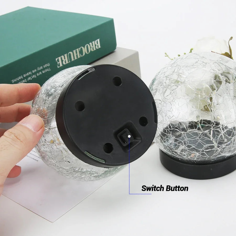 lampes solaires en verre craquelé pour jardin décoratif extérieur - vue 6 sur 10