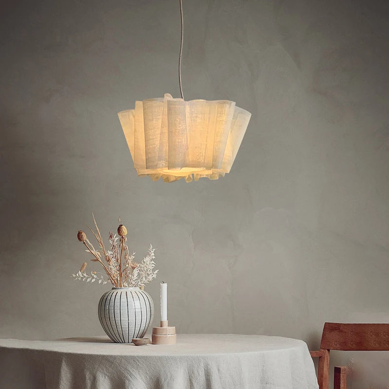 Nordique Vintage Wabi Sabi vent fait à la main tissu Led lustre B &amp; B éclairage intérieur salle à manger Bar chambre chevet suspension lumières - vue 5 sur 10