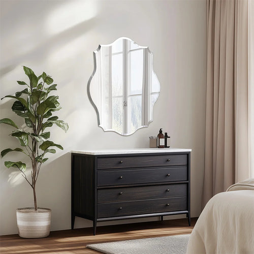 LUVODI Minimalist Frameless Wall Hanging Mirror Asymmetrical Vanity Mirror with Beveled Edge for Bathroom,Entryway - vue 6 sur 8