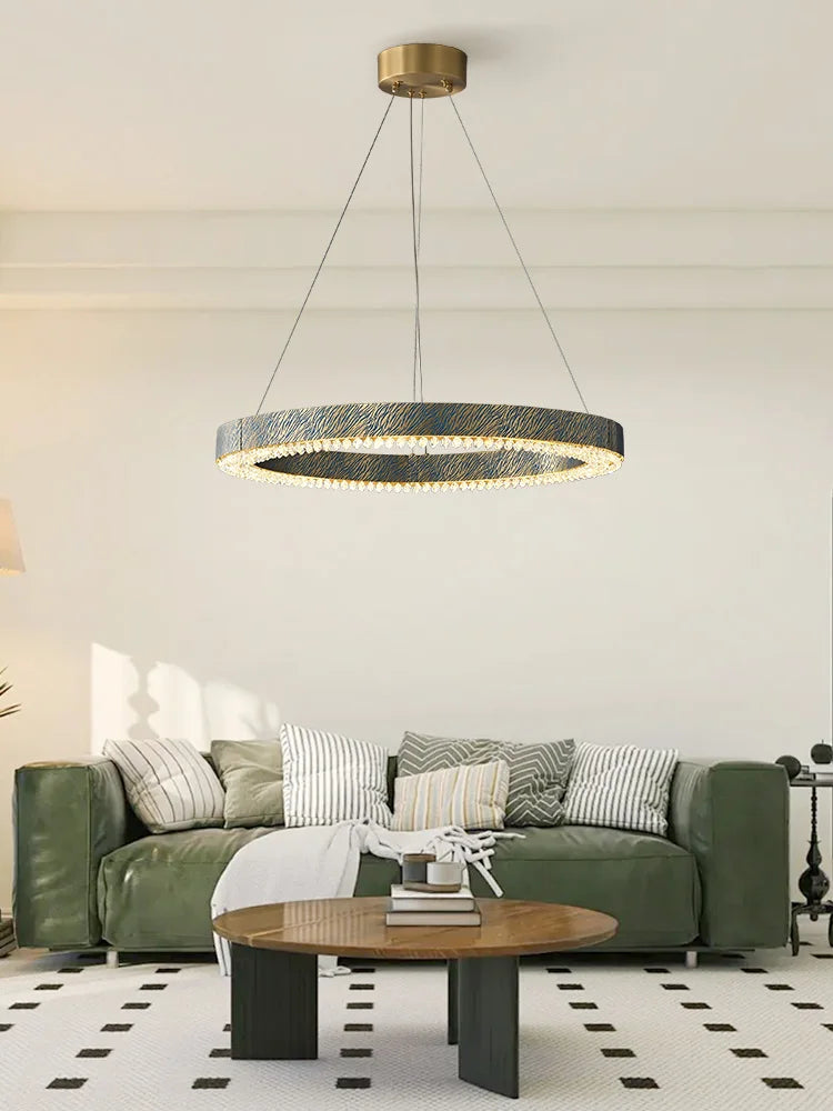 lustre en cristal cuivre postmoderne avec led dimmable - vue 3 sur 21
