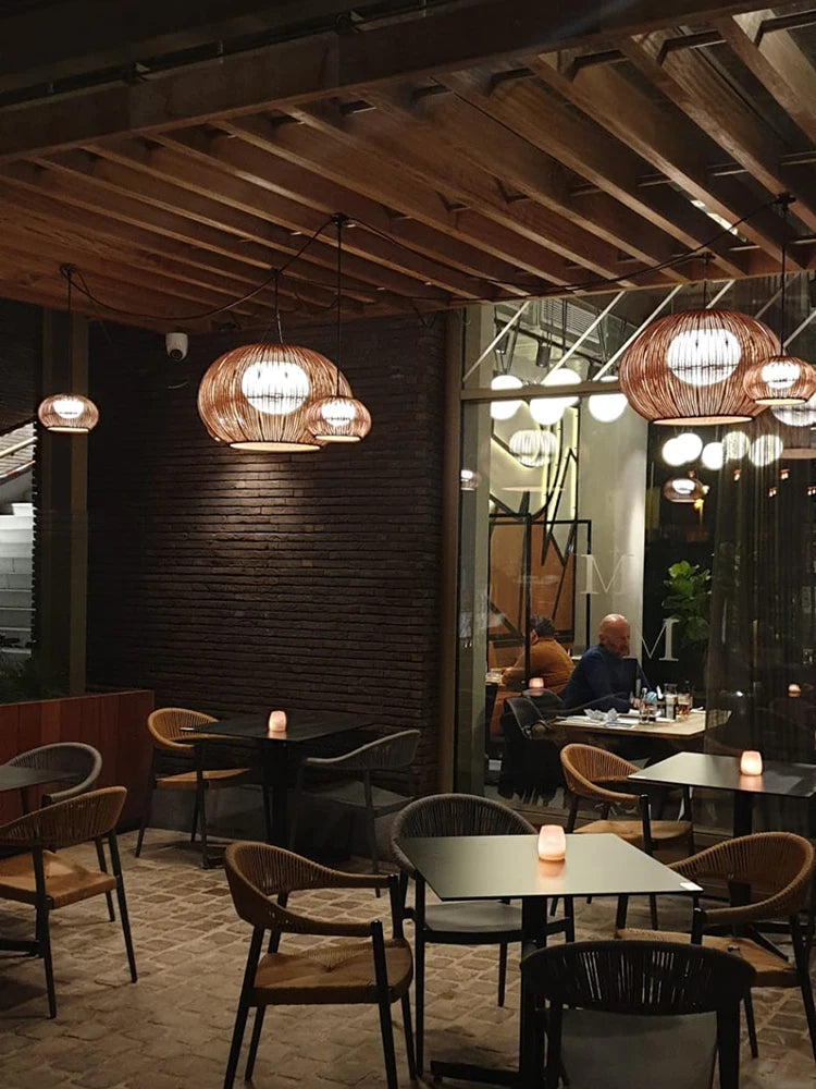 plafonnier wabi sabi en rotin pour décoration moderne et élégante - vue 3 sur 12