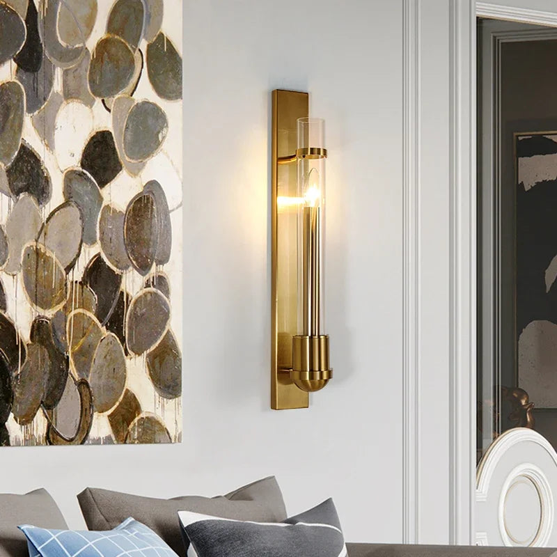applique style américain moderne dorée pour salon tv - vue 4 sur 7
