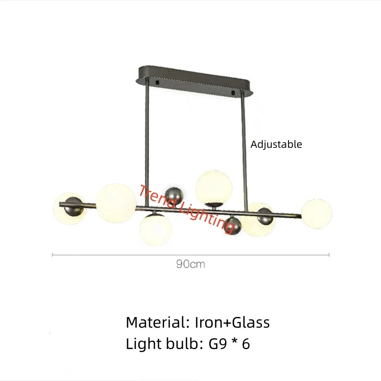 lustre moderne en métal et verre 	 réglable