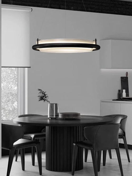 lustre led en bois noir décoration moderne lampes suspendues
