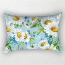 housse de coussin décorative motif arc-en-ciel fleurs rouges et roses