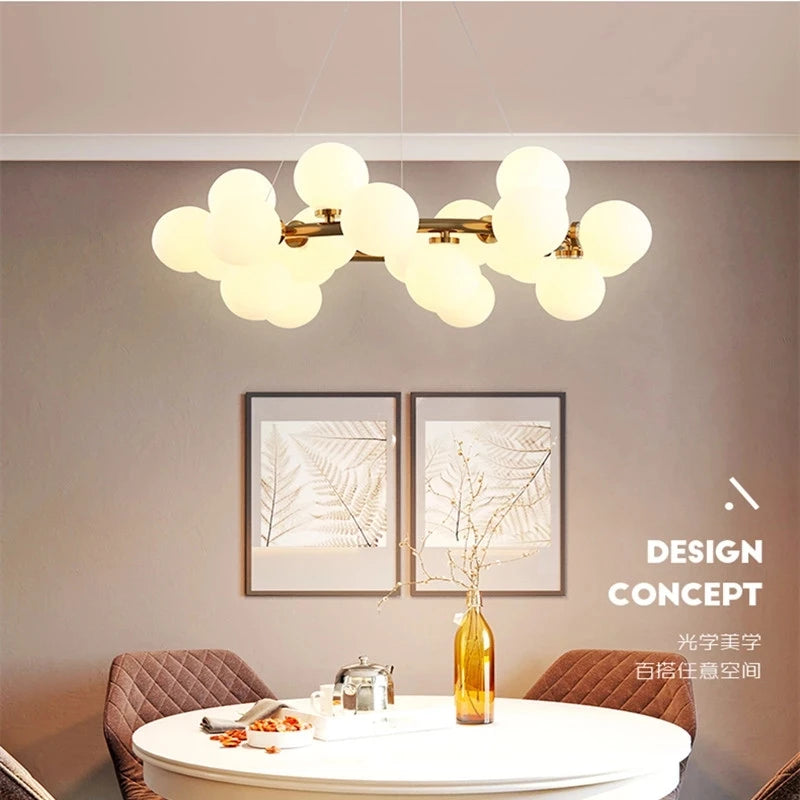 suspension lumineuse 25 têtes design romantique en verre - vue 3 sur 8