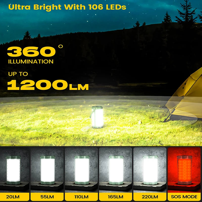 Wiederaufladbare Campinglaterne mit Powerbank und 106 LED - vue 2 sur 7
