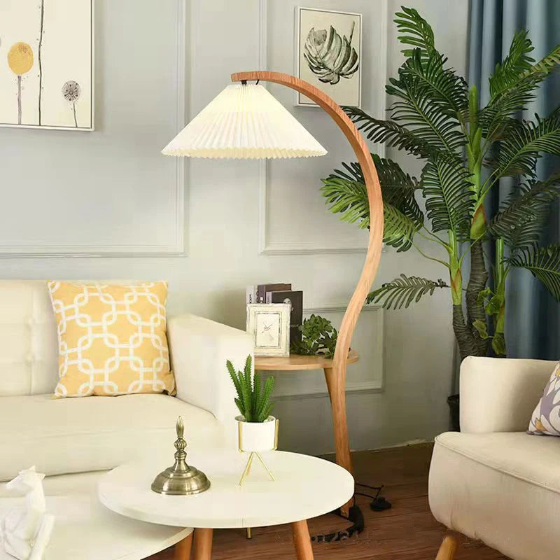 Lampadaire LED en bois massif au design nordique moderne - vue 5 sur 9