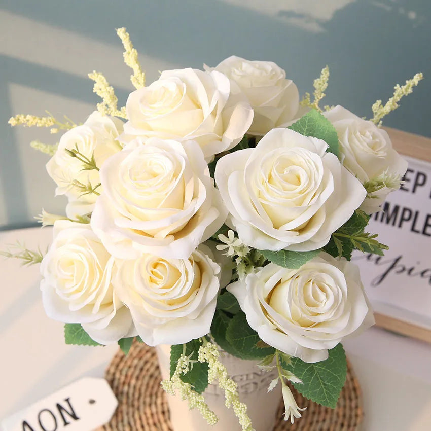 bouquet de roses artificielles pour mariage et décoration intérieure - vue 10 sur 12