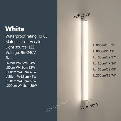 applique murale led moderne étanche pour extérieur jardin