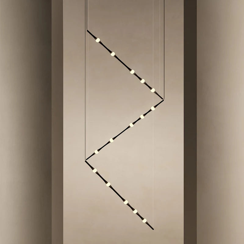 Lustre d'escalier moderne Led salon lumière intérieure décoration de Villa nordique longue lampe suspendue lampes de hall d'hôtel de hall de centre commercial - vue 5 sur 8