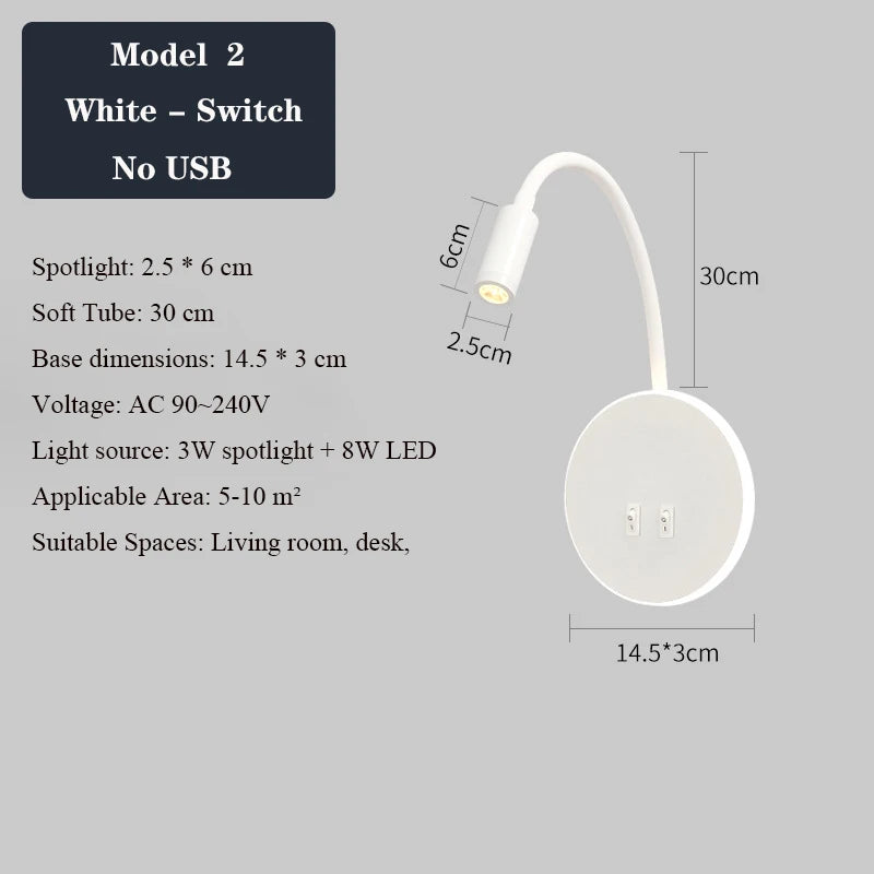 Moderne LED-Wandleuchte mit USB-Anschlüssen und Schalter - vue 21 sur 22