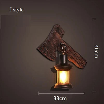 applique murale vintage en bois avec abat-jour en verre et métal - vue 16 sur 16